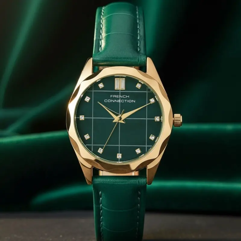 French Connection Green Leather Strap Women's Watch Fcb11nl 2