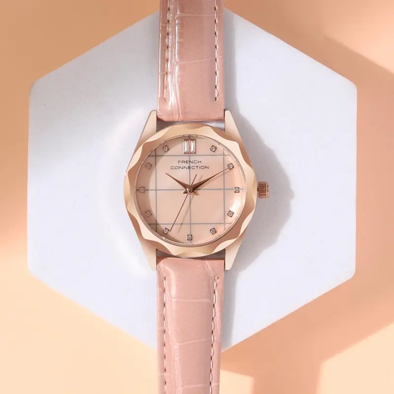 French Connection Pink Leather Strap Women's Watch Fcb11pl 2