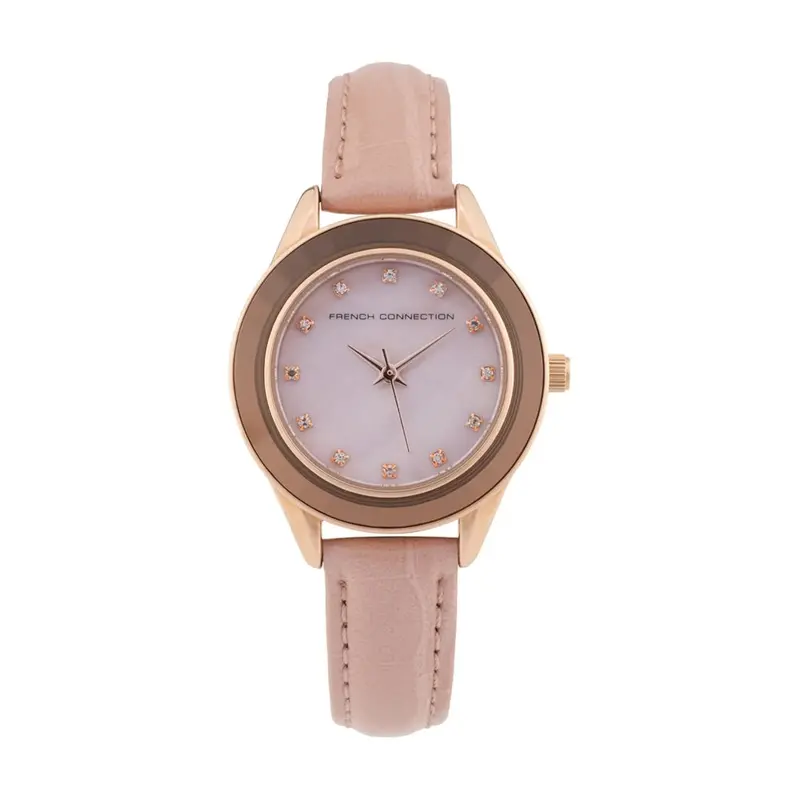 French Connection Pink Leather Strap Women's Watch Fcb5rgl 1