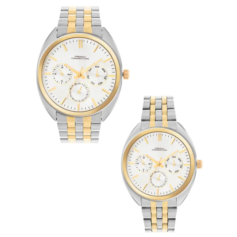 French Connection White Dial Stainless Steel Strap Couple's Watch Fcn0113tm 1