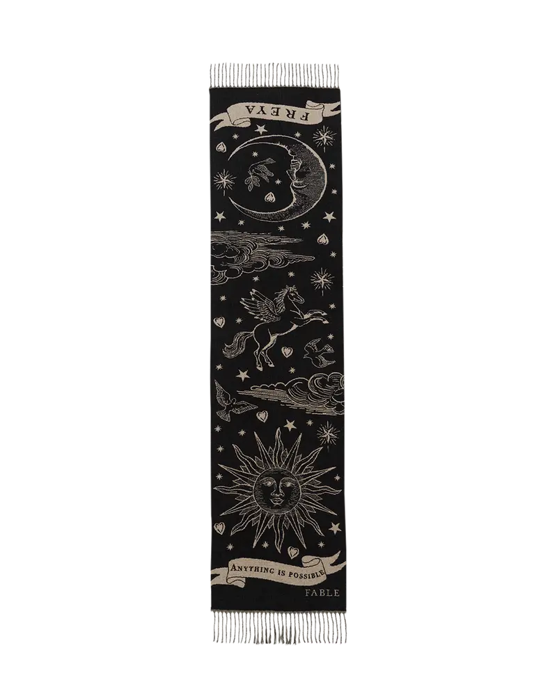 Freya Celestial Jacquard Black Scarf 1