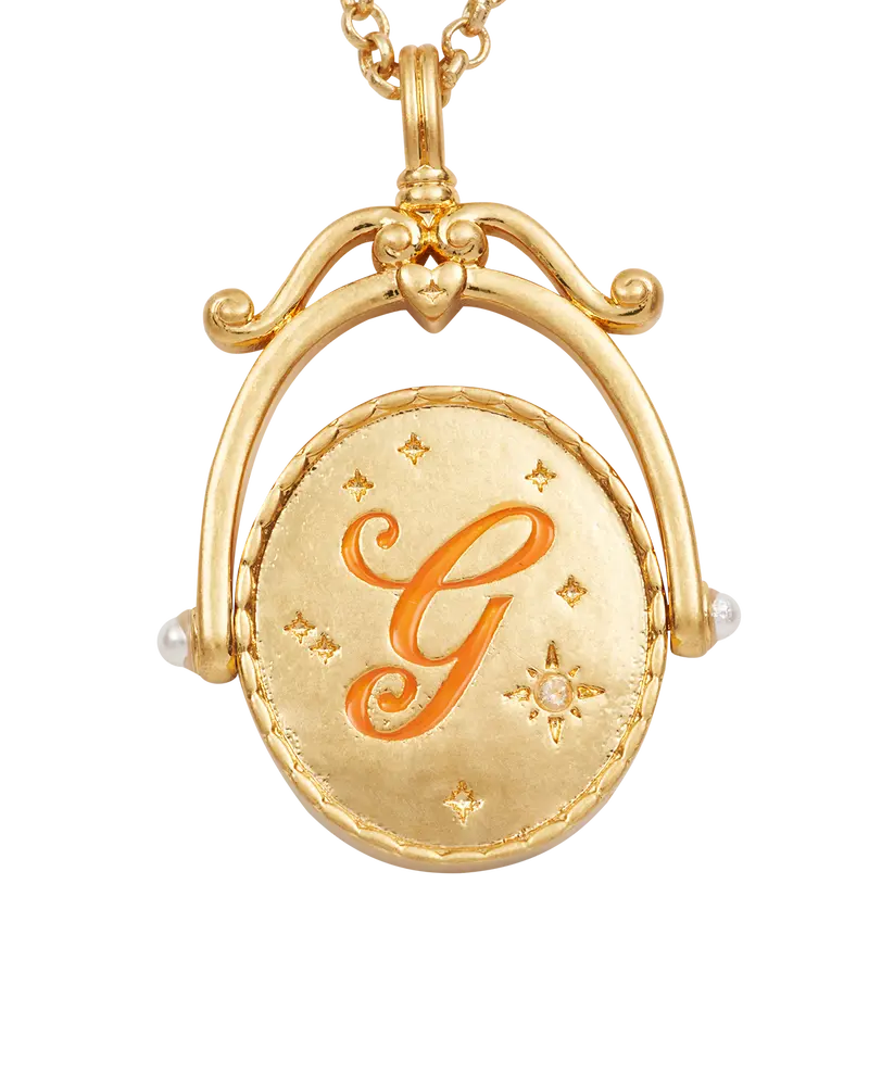 G Initial Gerbera Gold Spinner Necklace 1