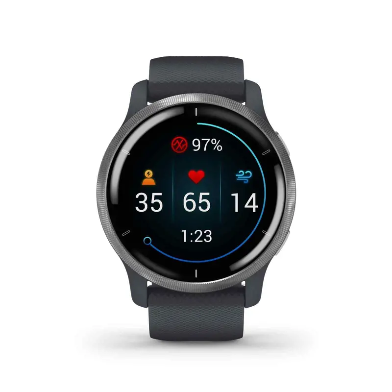 Garmin Gm-010-02430-70 Venu 2 Tracker Silver Bezel Granite Silicone Band Unisex Smartwatch 1