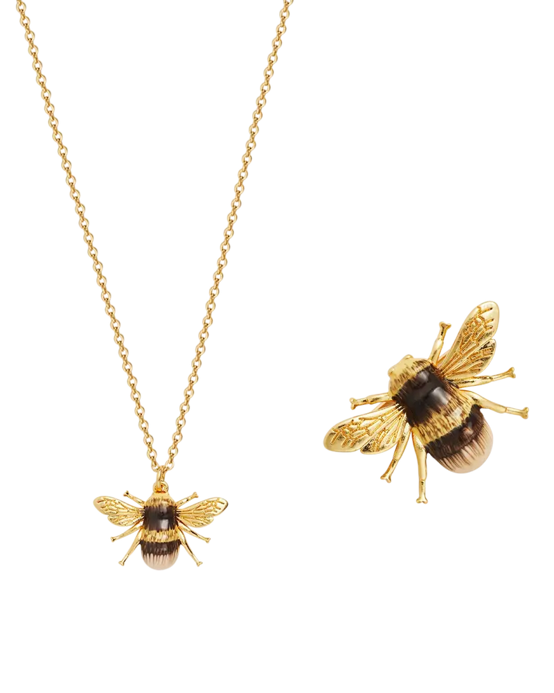 Gold Bee Necklace & Brooch Set 1
