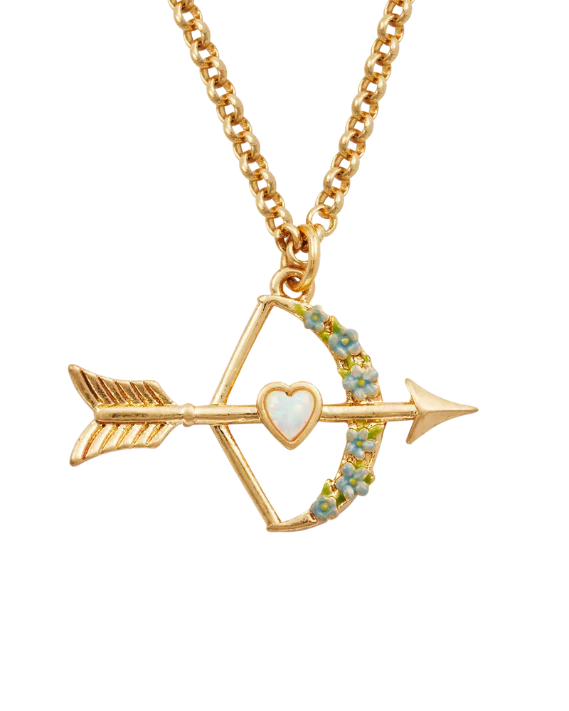 Gold Cupids Bow & Arrow Necklace 1