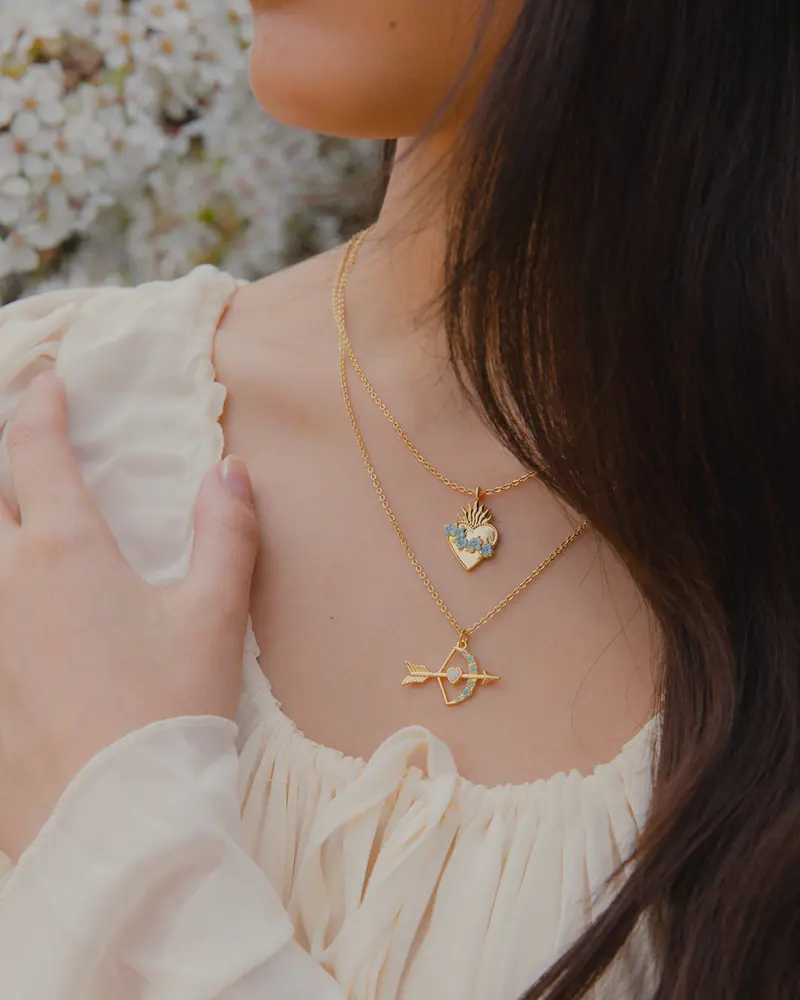 Gold Cupids Bow & Arrow Necklace 2