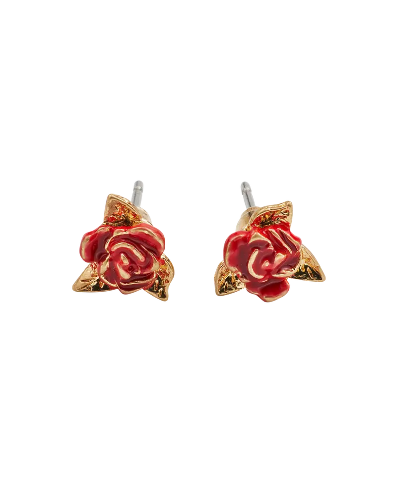 Gold English Rose Stud Earrings 1