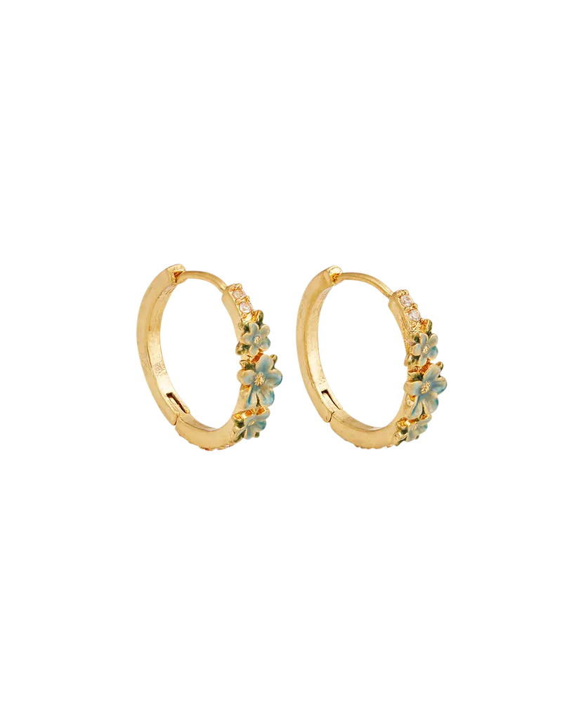 Gold Floral Wreath Hoop Earrings 1