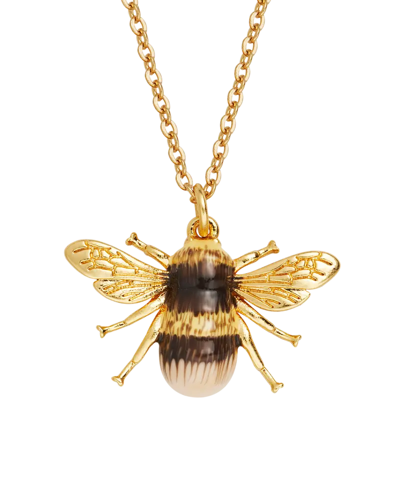 Gold Honey Bee Enamel Necklace 1
