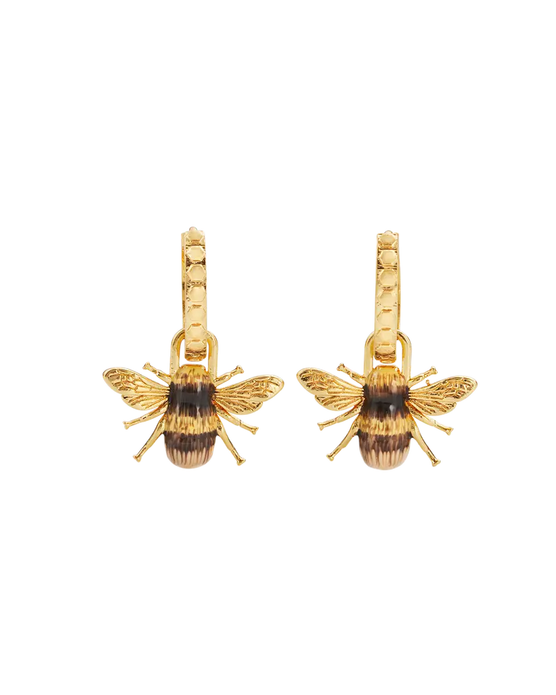 Gold Honey Bee Huggie Earrings 1