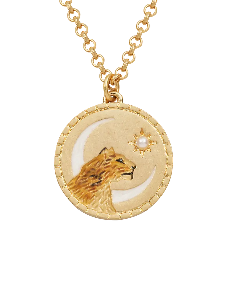 Gold Lioness Spirit Guide Pendant Necklace 1
