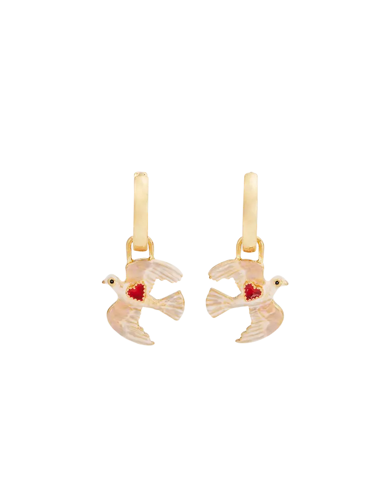 Gold Love Dove Huggie Earrings 1