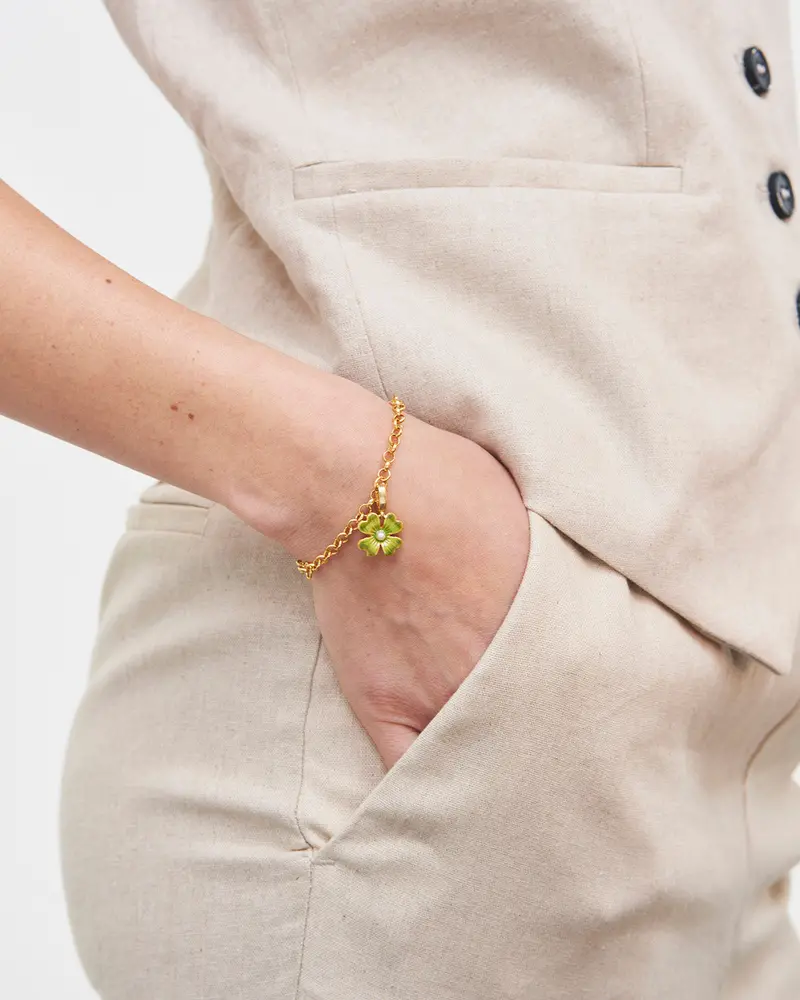 Gold Lucky Clover & Pearl Charm 2