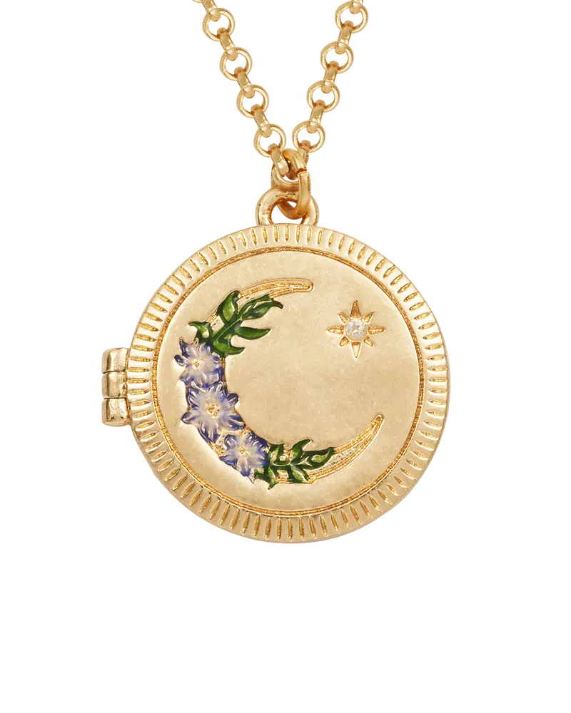 Gold Nightshade Moon Locket Necklace 1