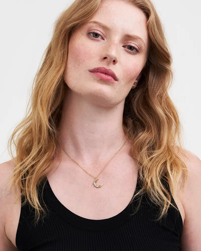 Gold Nightshade Moon Pendant Necklace 2