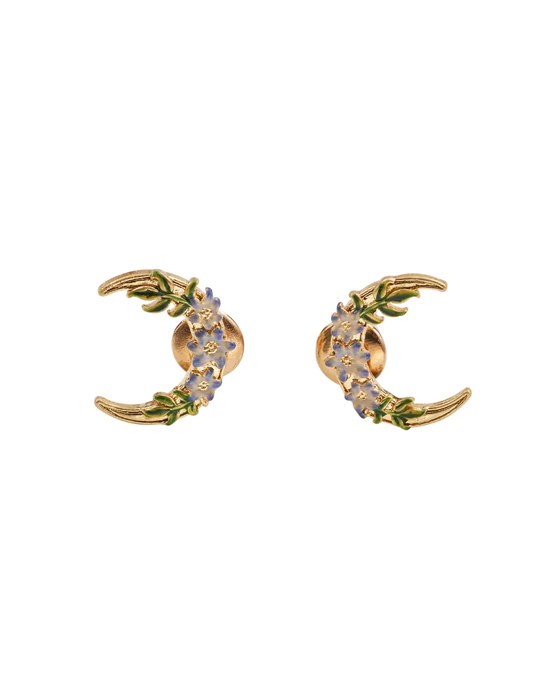 Gold Nightshade Moon Stud Earrings 1