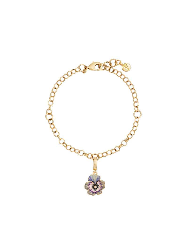Gold Pansy & Pearl Collector Charm Bracelet 1