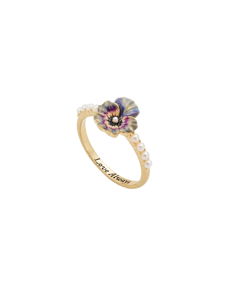 Gold Pansy & Pearl Ring 1