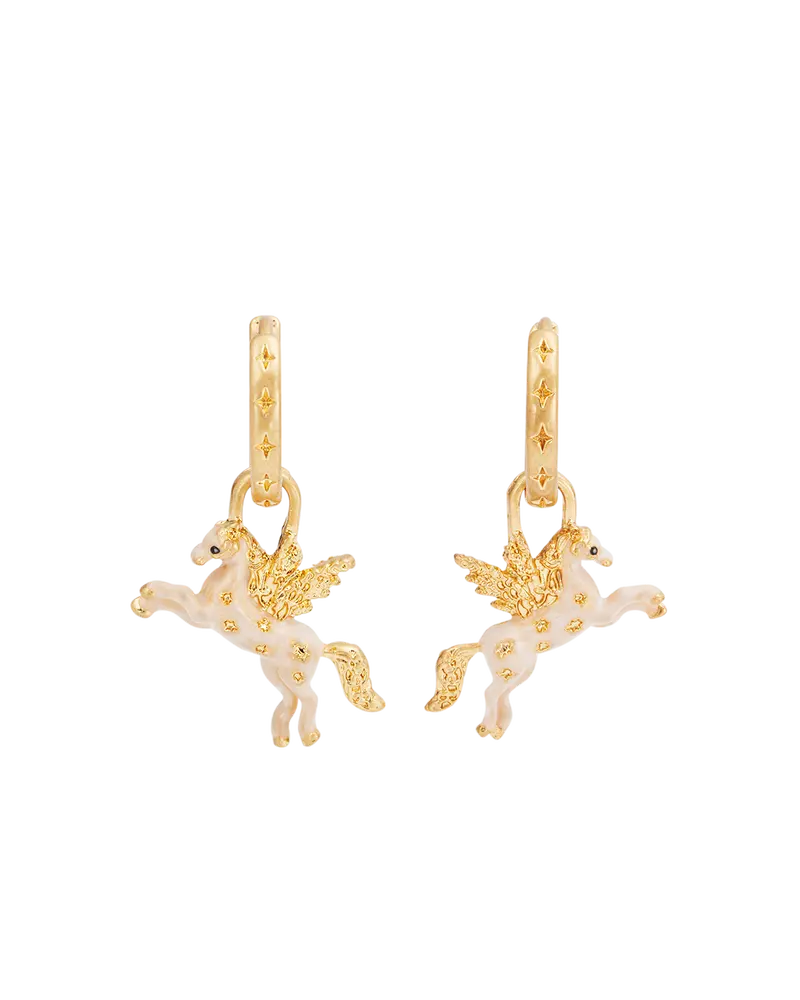 Gold Pegasus Huggie Earrings 1
