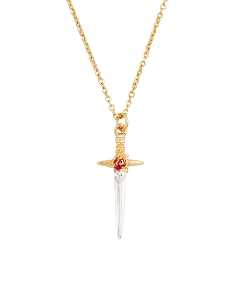 Gold Rose & Dagger Necklace 1