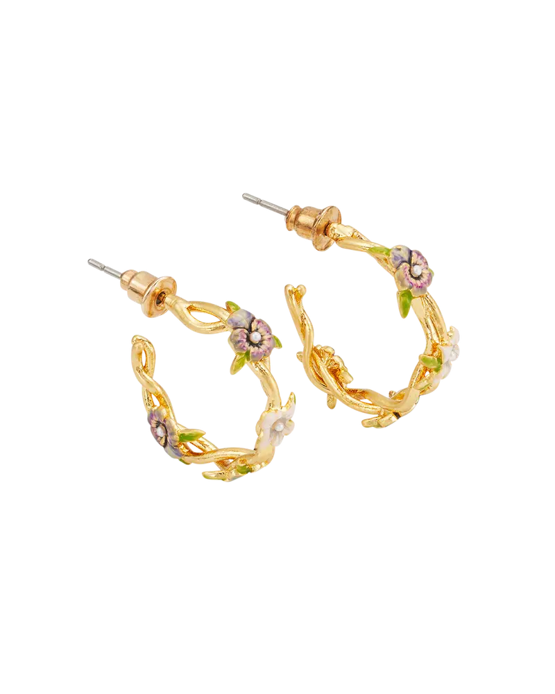 Gold Wildflower Hoop Earrings 1