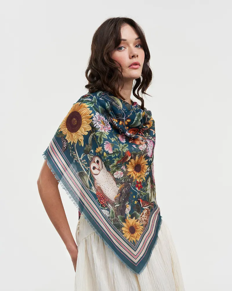 Green Botanical Long Scarf 2