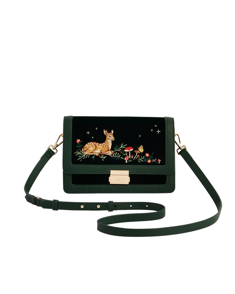 Green Fawn Embroidered Crossbody Bag 1