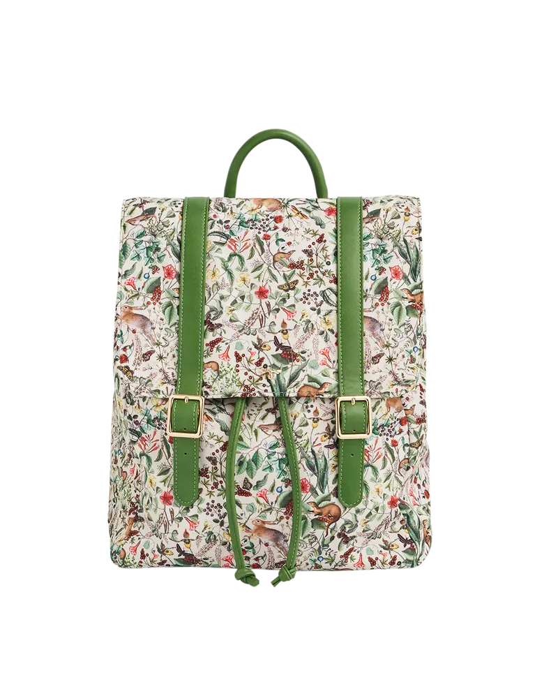 Green Garden Floral Buckle Backpack 1