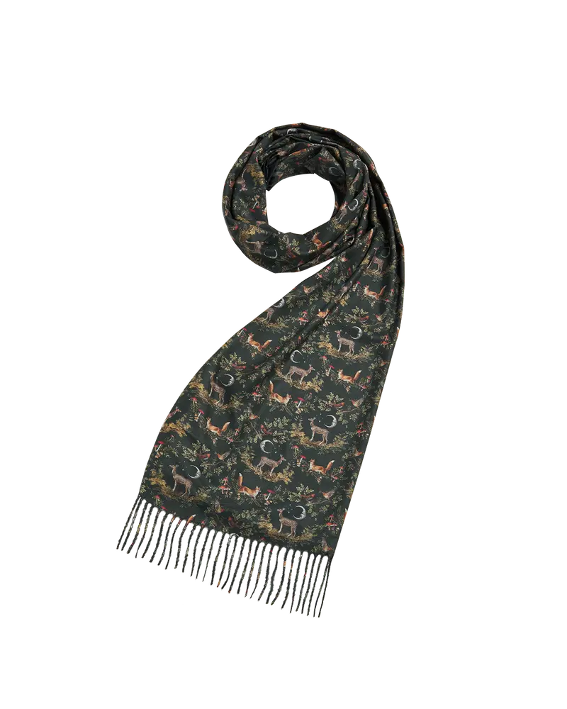 Green Into The Woods Tassel Scarf 1