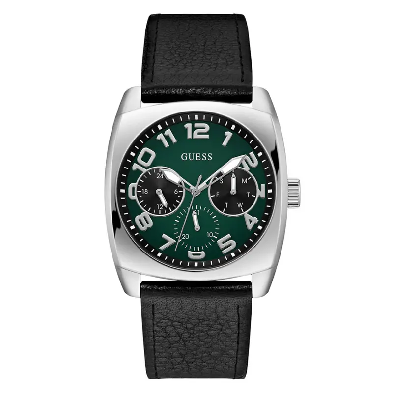 Guess Analog Black Leather Strap Men Watch Gw0792g1 1