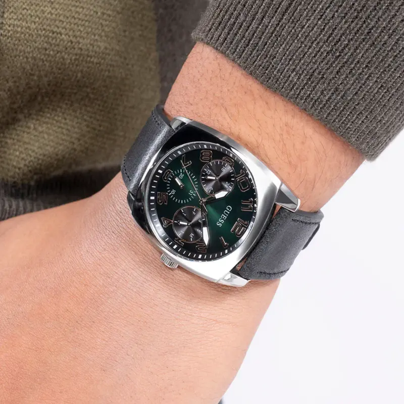Guess Analog Black Leather Strap Men Watch Gw0792g1 2
