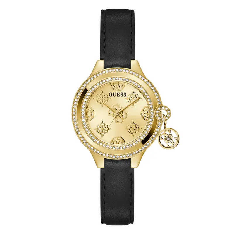 Guess Analog Black Leather Strap Women Watch Gw0684l3 1