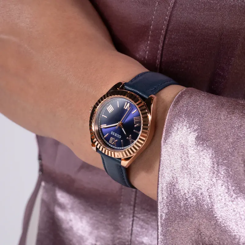 Guess Analog Blue Leather Strap Women Watch Gw0761l2 2