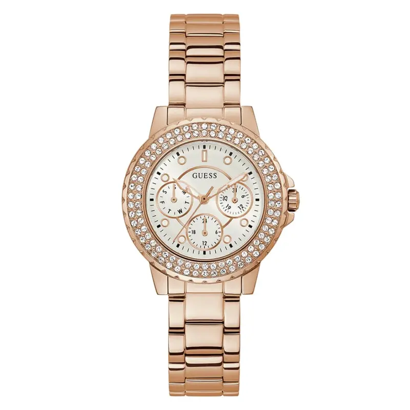 Guess Analog Chronograph Rose Gold Stainless Steel Strap Women Watch Gw0410l3 1
