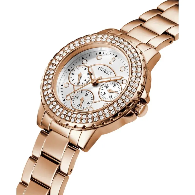 Guess Analog Chronograph Rose Gold Stainless Steel Strap Women Watch Gw0410l3 2