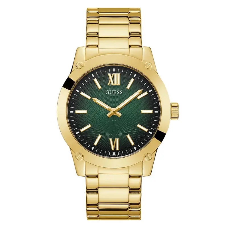 Guess Analog Green Dial Gold Stainless Steel Strap Men Watch Gw0574g2 1