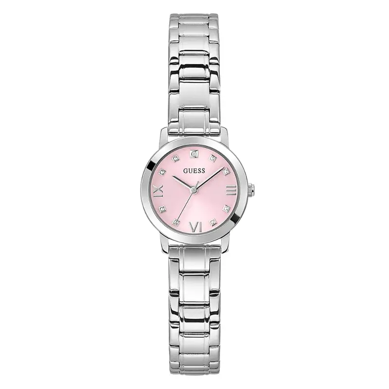 Guess Analog Pink Dial Silver Stainless Steel Strap Women Watch Gw0532l1 1