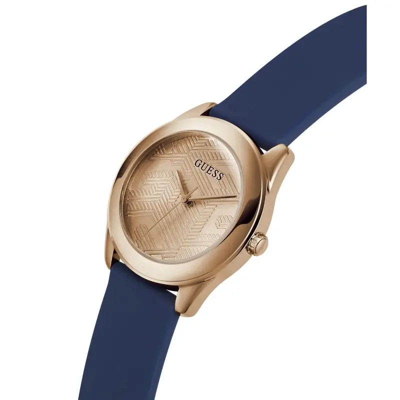 Guess Analog Rose Gold Dial Blue Rubber Strap Women Watch Gw0665l2 2