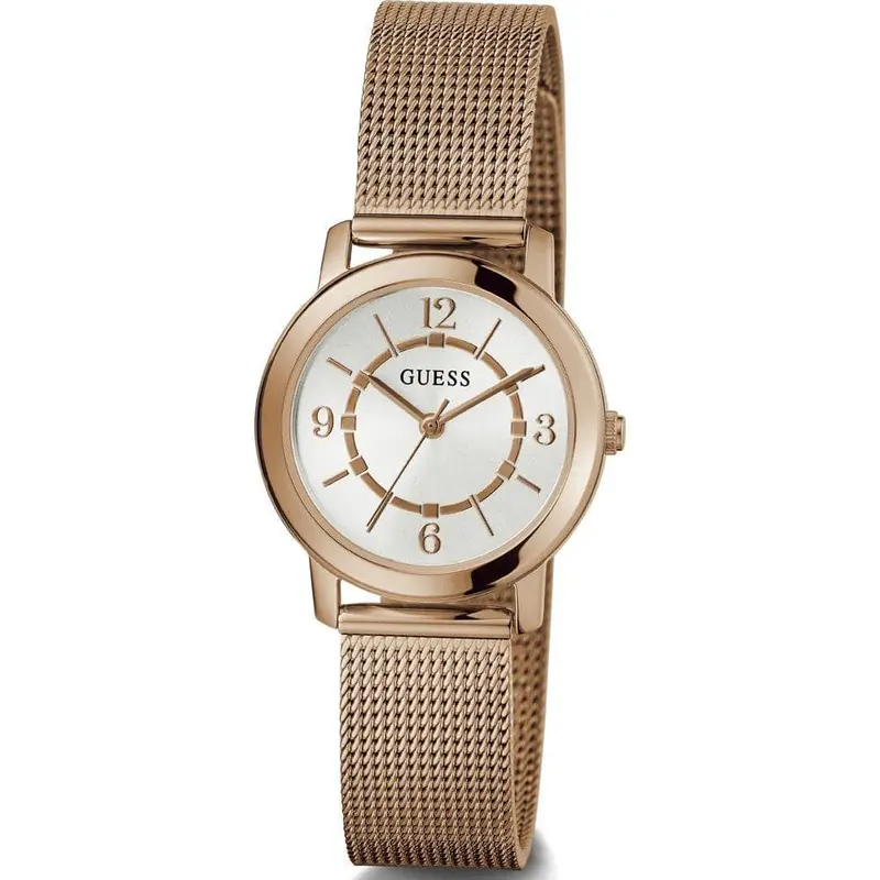 Guess Analog Silver Dial Rose Gold Milanese Strap Women Watch Gw0666l3 1
