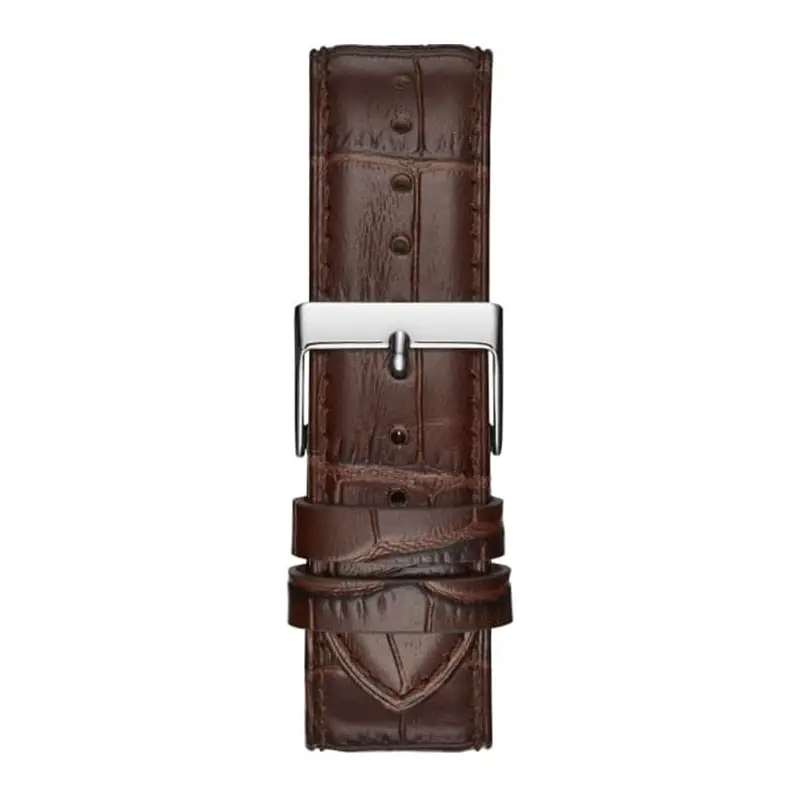 Guess Cambridge Silver Stainless Steel W1075g4 Brown Leather Strap Men's Watch 2