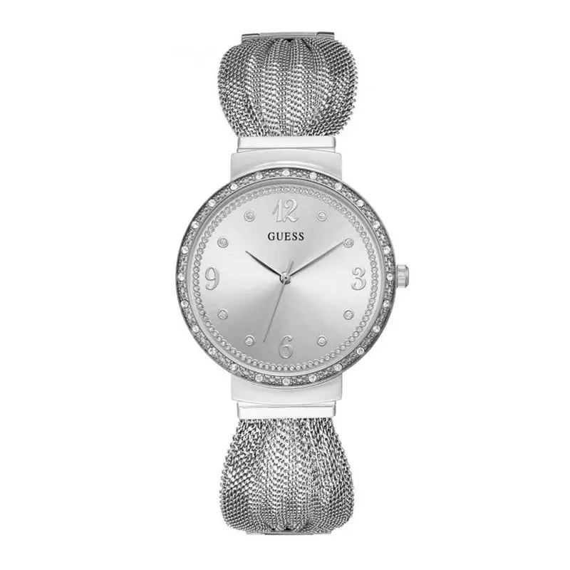Guess Chiffon Silver Stainless Steel W1083l1 Mesh Strap Women's Watch 1