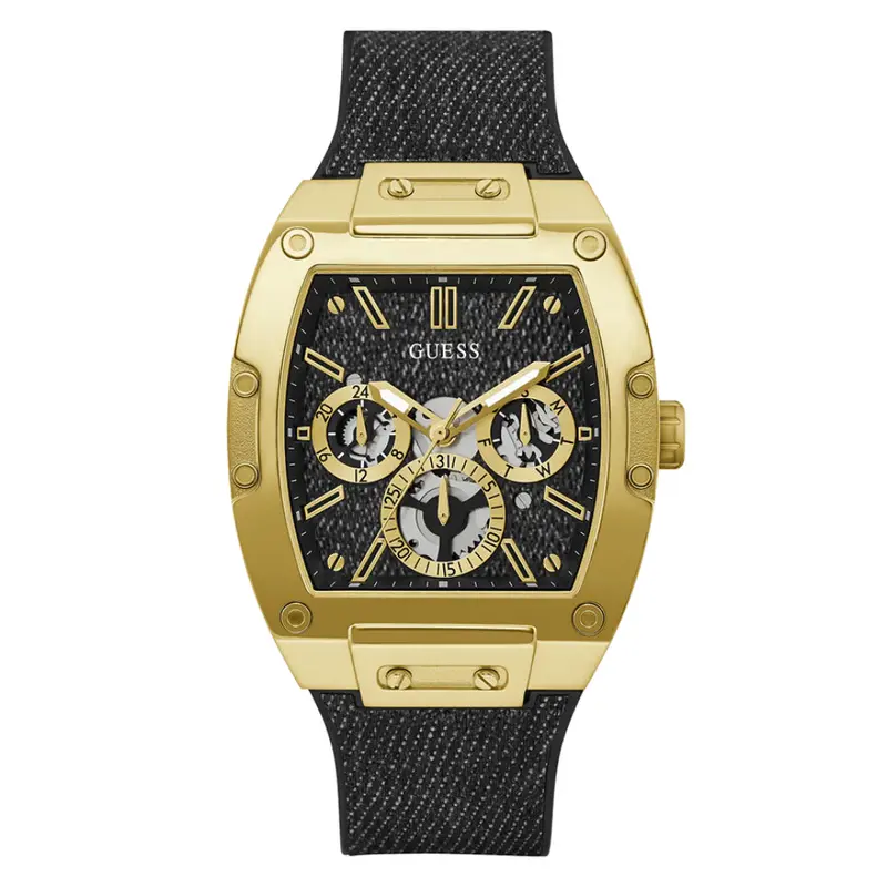 Guess Chronograph Black Denim/Silicone Strap Men Watch Gw0786 Series 1