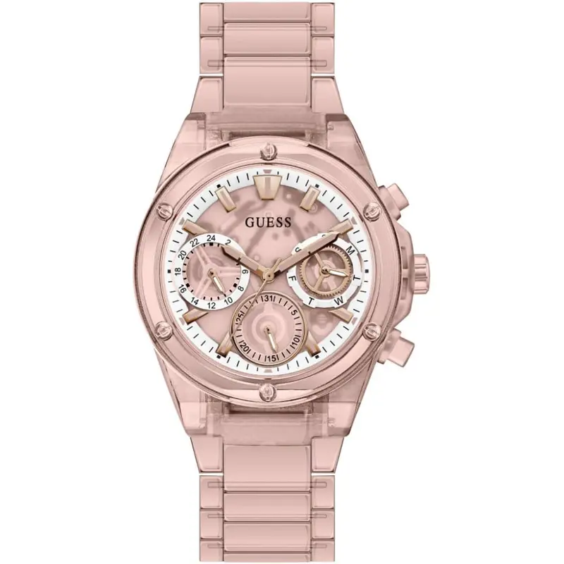 Guess Chronograph Pink Dial Stainless Steel Strap Women Watch Gw0650l4 1