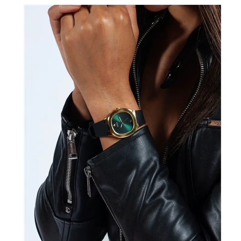 Guess Eve Gw0658l1 Green & Gold Dial Black Watch 2