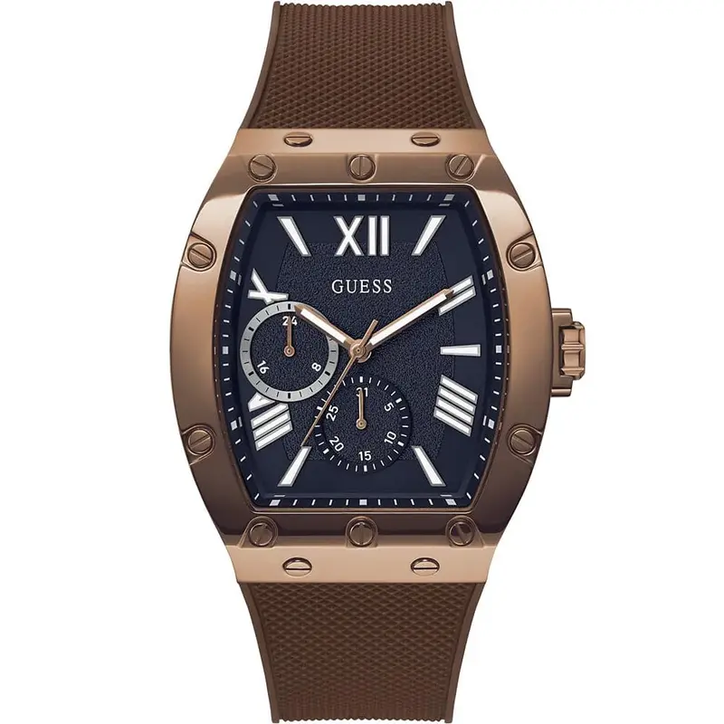 Guess Falcon Coffee Case Brown Silicone Men's Watch Gw0568g1 1