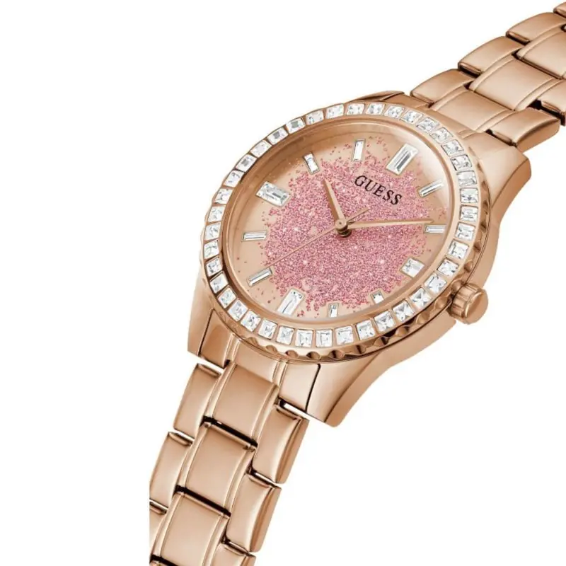 Guess Glitter Dial Rose Gold Stainless Steel Strap Women Watch Gw0405l3 2
