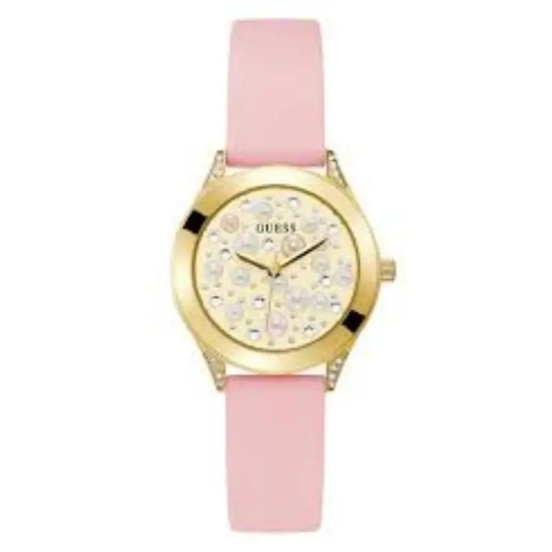Guess Gold Dial And Pink Silicone Strap Women Watch Gw0381l2 1