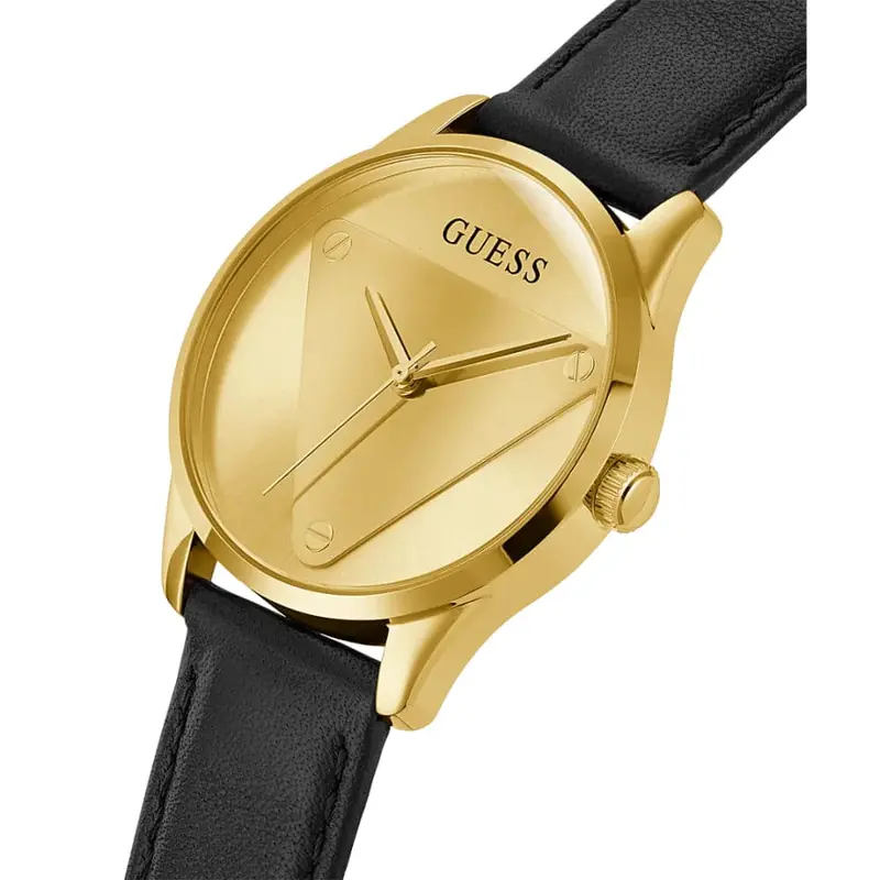 Guess Gold Dial Black Leather Strap Women Watch Gw0399l3 2