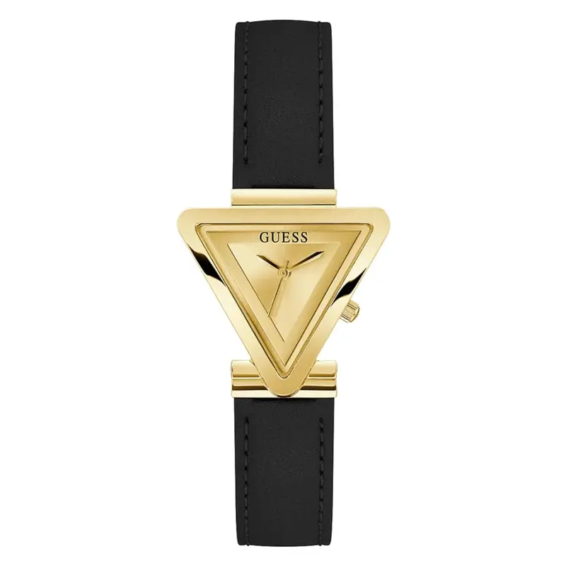 Guess Gold Dial Black Leather Strap Women Watch Gw0548l3 1