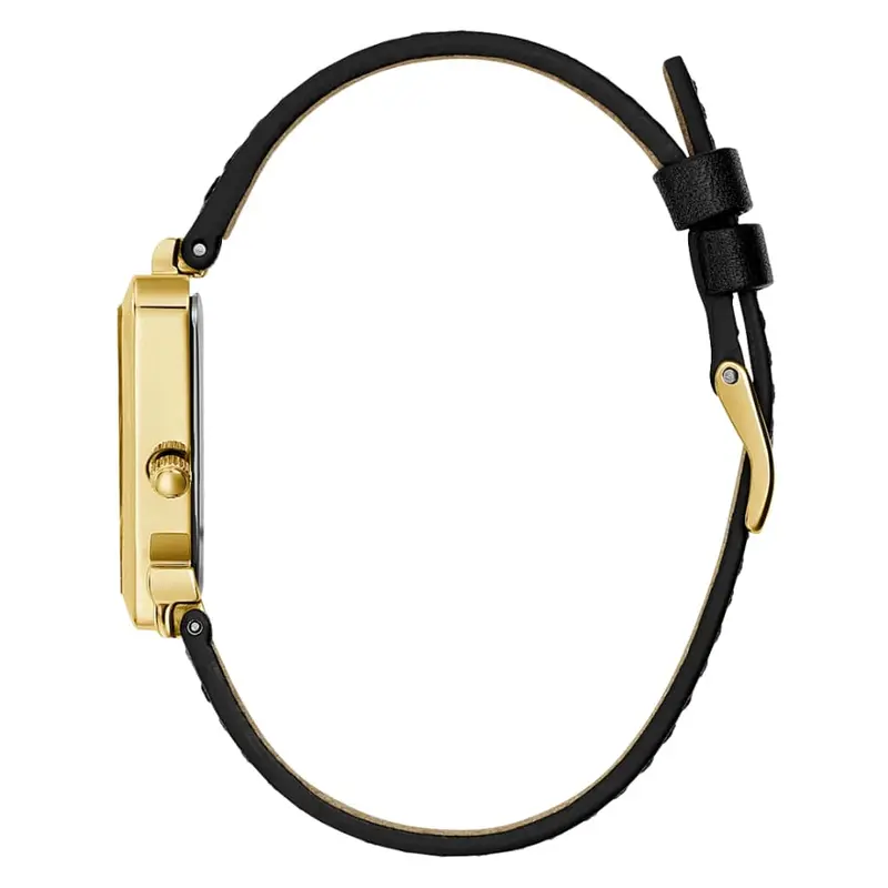 Guess Gold Dial Black Leather Strap Women Watch Gw0548l3 2